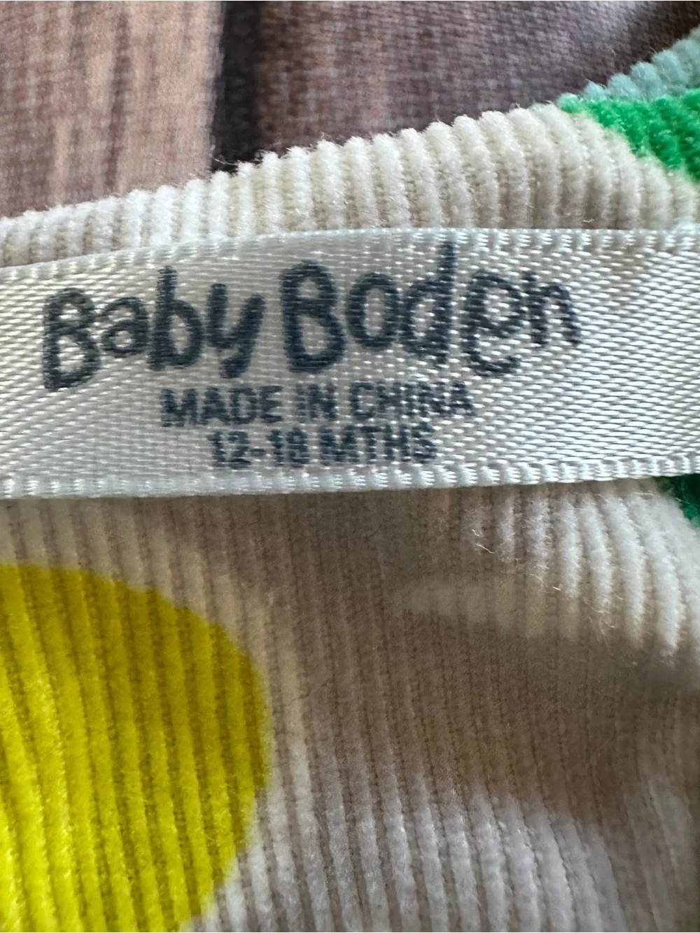 Mini Boden floral cord pinnie vguc 12/18